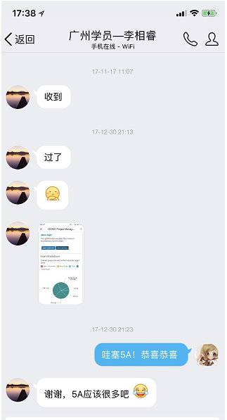 优培东方广州PMP®2017年12月考试成绩